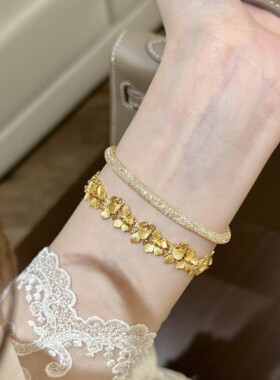 新中式国风金色拉丝点钻蝴蝶手链半圈福蝶纷飞手饰精致送女友礼物