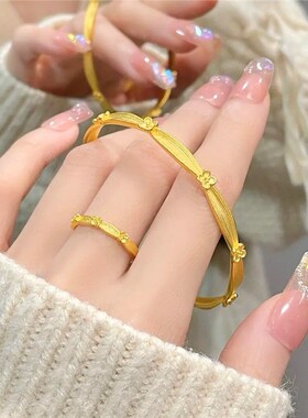 高级感桂花拉丝开口手镯女