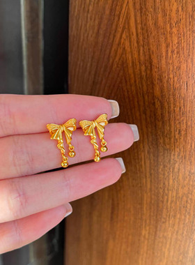 新款黄金色超仙少女蝴蝶流苏耳钉