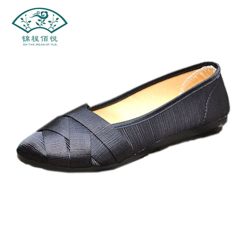 老北京女布鞋舒适软底单鞋平底尖头上班工作鞋黑鞋女夏季透气简约 - 图0