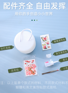 压花台灯diy材料礼物手工沙龙团建干花小夜灯创意中秋节手工diy