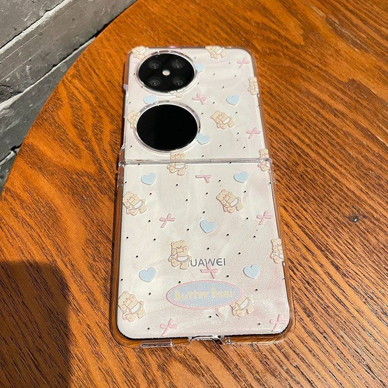 适用华为pocket2手机壳创意小熊透明OPPOFINDN2/N3FLIP折叠屏高级,淘宝优惠券,粉丝福利购,淘宝优惠卷