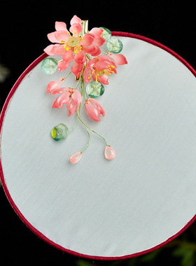 夏日古风手工琉璃莲花发夹