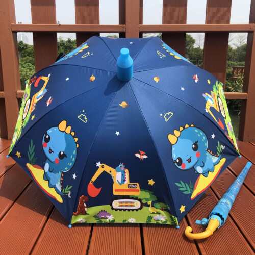 儿童雨伞卡通幼儿园宝宝男女机器人加厚小学生大号安全反光条雨伞 - 图1