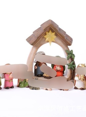 圣诞树脂工艺品桌面装饰摆件带灯