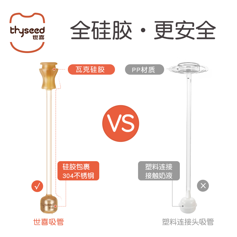 世喜宽口径奶瓶宝宝奶嘴配件重力球硅胶吸管 - 图2