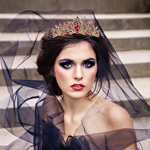 CIEHER Red and Black Crown for Women Girls  Queen of Hearts - 图0