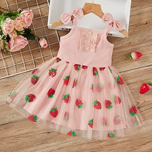 GRNSHTS Toddler Baby Girl Dress Sleeveless Strap Knit Dress-图0