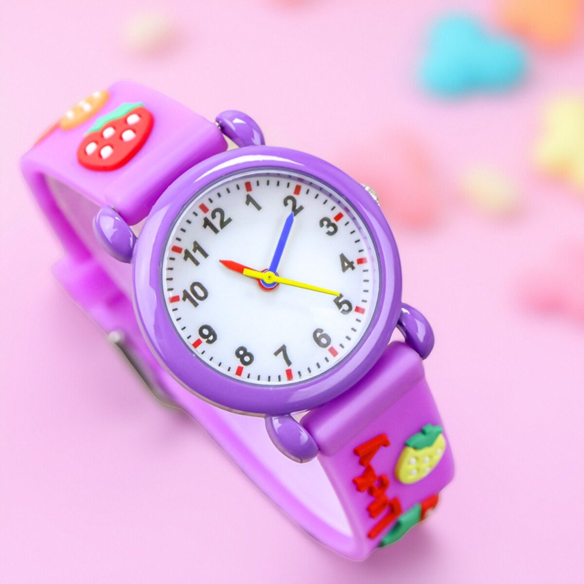 儿童手表女孩可爱草莓指针式防水电子表女童宝宝幼儿园小朋友潮表,淘宝优惠券,粉丝福利购,淘宝优惠卷