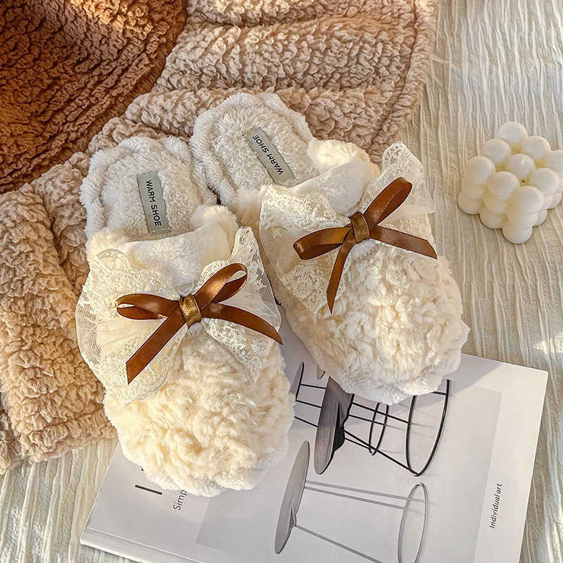 2025新款棉拖鞋时尚甜美可爱蝴蝶结月子鞋女冬季学生防滑拖鞋居家,淘宝优惠券,粉丝福利购,淘宝优惠卷