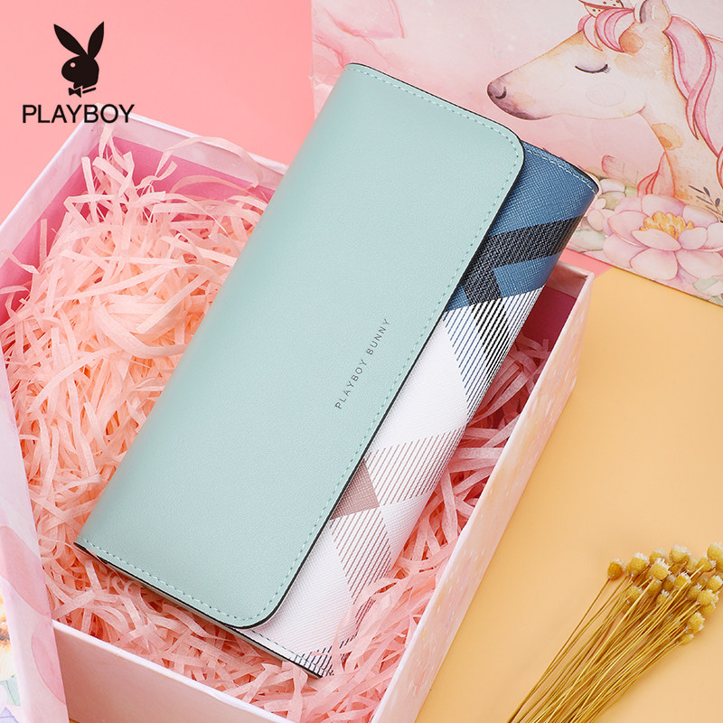 花花公子长款女士简约真皮百搭钱包 playboy烁涵钱包