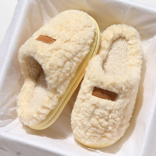 买一送一棉拖鞋女款冬季2025新款室内家居情侣一对毛绒保暖棉拖男 - 图2