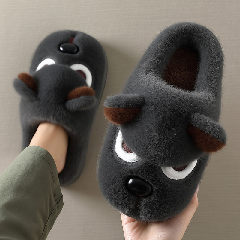 小狗棉拖鞋男士冬季2025新款家居加厚底包跟保暖大码毛棉鞋女情侣,淘宝优惠券,粉丝福利购,淘宝优惠卷