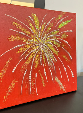 珍珠烟花画diy材料包手工装饰画