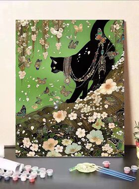 猫咪数字油画填充涂色治愈手工画