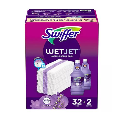 美国直邮Swiffer喷水拖把电动双喷头自动一次性湿巾干巾Wet Jet - 图1