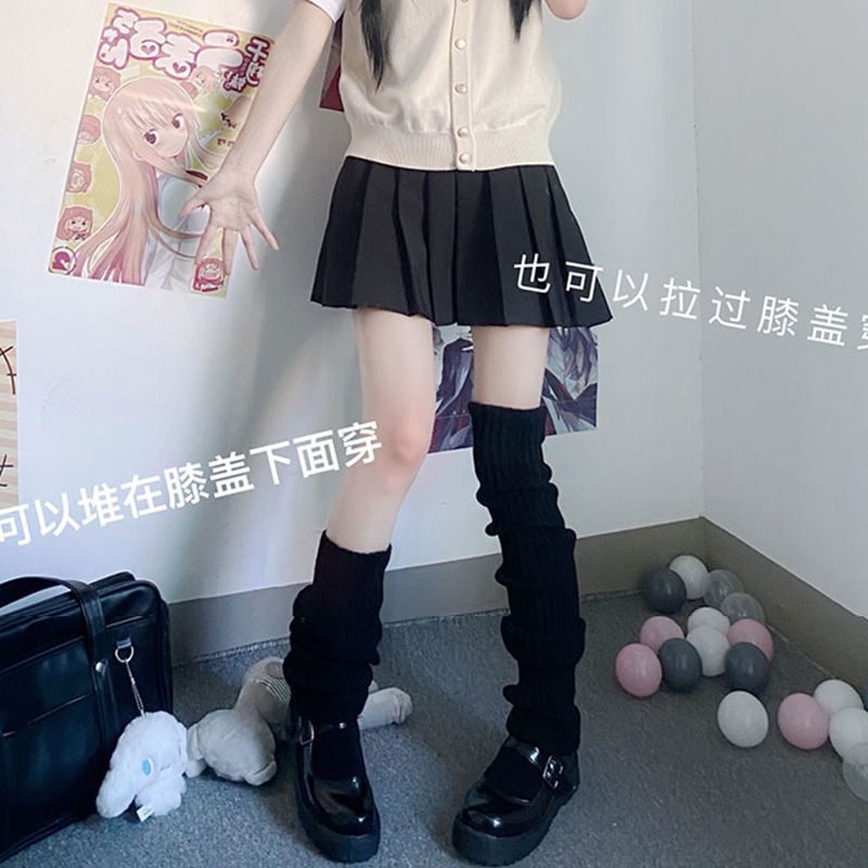 Lolita堆堆袜套日系过膝长筒加长jk小腿袜子女士高筒腿套加厚保暖