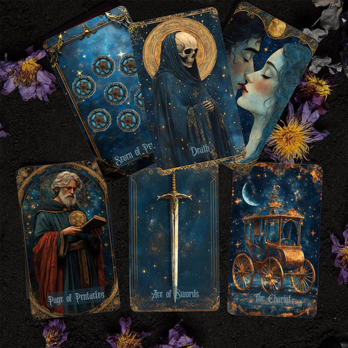原创 蓝梦塔牌Celestial Tarot 天地盖12X7CM 78张 英文卡牌游戏 - 图2