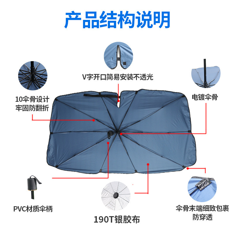 新款汽车遮阳伞开口款夏季遮阳挡防晒隔热前档车载停车牌遮阳帘板 - 图2