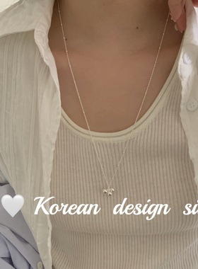 韩国南大门简约设计饰品 S925纯银葡萄珠珠项链百搭精致毛衣链女