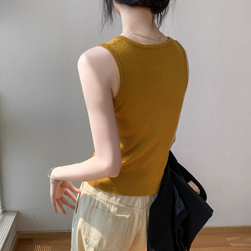 纽扣针织背心女2025夏季新款内搭纯色修身显瘦外穿无袖垂感上衣,淘宝优惠券,粉丝福利购,淘宝优惠卷