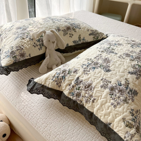 Cotton floral edge pillow case 48x74cm pure cotton Class A Korean version quilted sweat-absorbing student dormitory home envelope pillow case