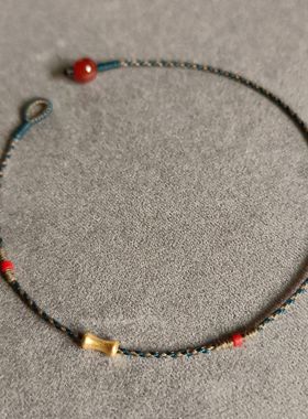 10款手工编织小骨头18k纯金蜜蜡手绳手链极细红绳藏式本命年红绳