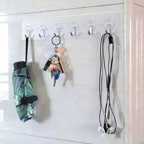 挂钩一连排8钩长条强力无痕粘胶墙壁挂墙上吸盘浴室免打孔承重强 - 图1