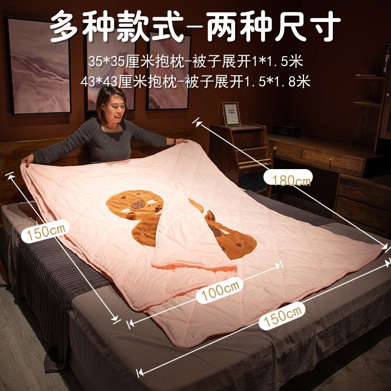 水豚抱枕被子两用办公室午睡枕头车载空调毯子二合一午休汽车靠枕,淘宝优惠券,粉丝福利购,淘宝优惠卷