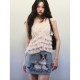1P STUDIO chiffon polka-dot chiffon ຄໍ V-fungus suspender ເທິງ cat and dog print hip-hugging skirt suit two-piece