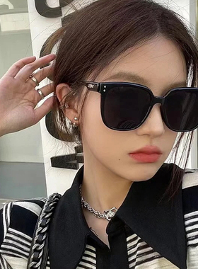 防紫外线方形简约女落日粉色墨镜
