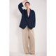 CR old money style navy blue loose blazer ບາງໆ