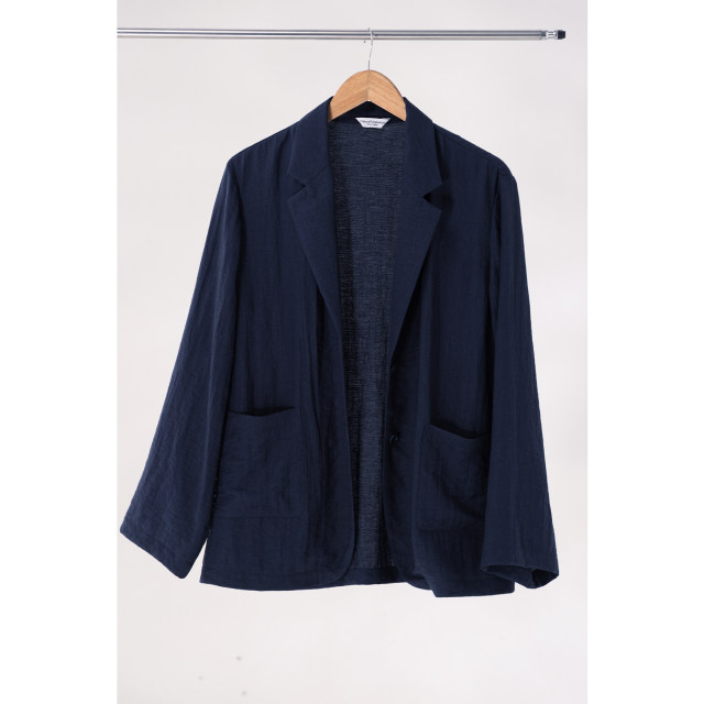 CR old money style navy blue loose blazer ບາງໆ