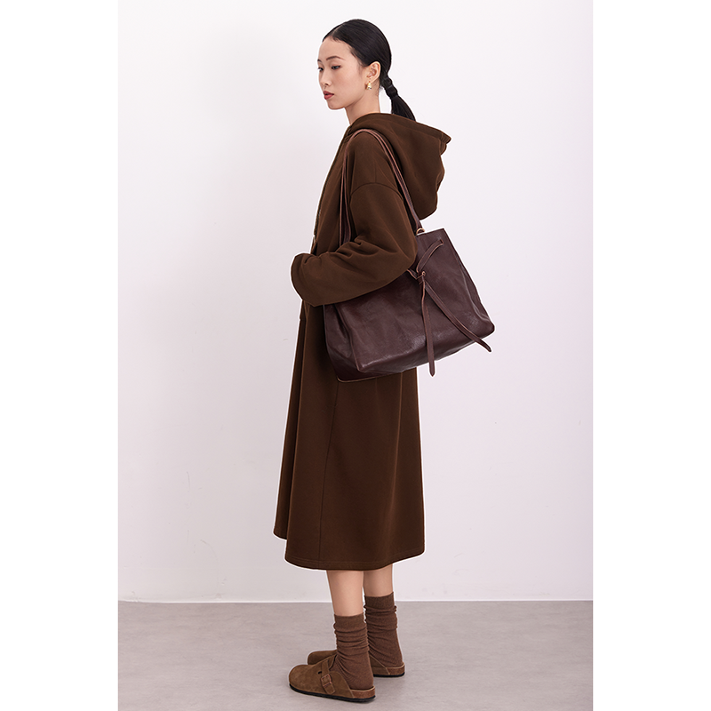 连帽加绒卫衣连衣裙女士长袖酒红色秋冬运动休闲过膝长款打底外穿,淘宝优惠券,粉丝福利购,淘宝优惠卷