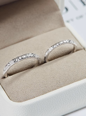 情侣对戒足银999糖纸免费刻字