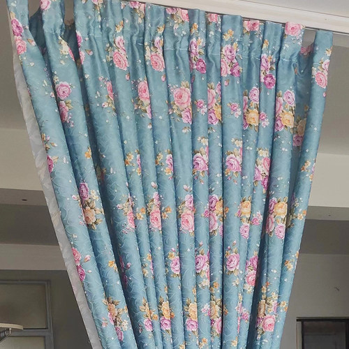 田园风格小碎花公主粉色遮光窗帘布卧室飘窗定制帘头花边拼接成品 - 图2