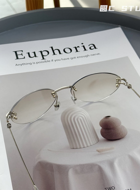 韩系无框粉色遮阳度假墨镜高级感