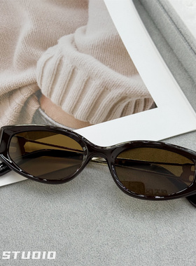 夏季海边度假亮色猫眼墨镜女多巴胺拍照防紫外线太阳眼镜男显脸小