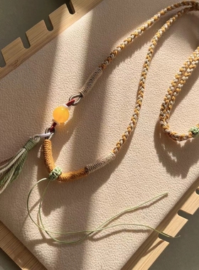 手工编织藏式吊坠绳玛瑙唐卡项链绳天珠挂坠绳手搓棉绳批发流苏