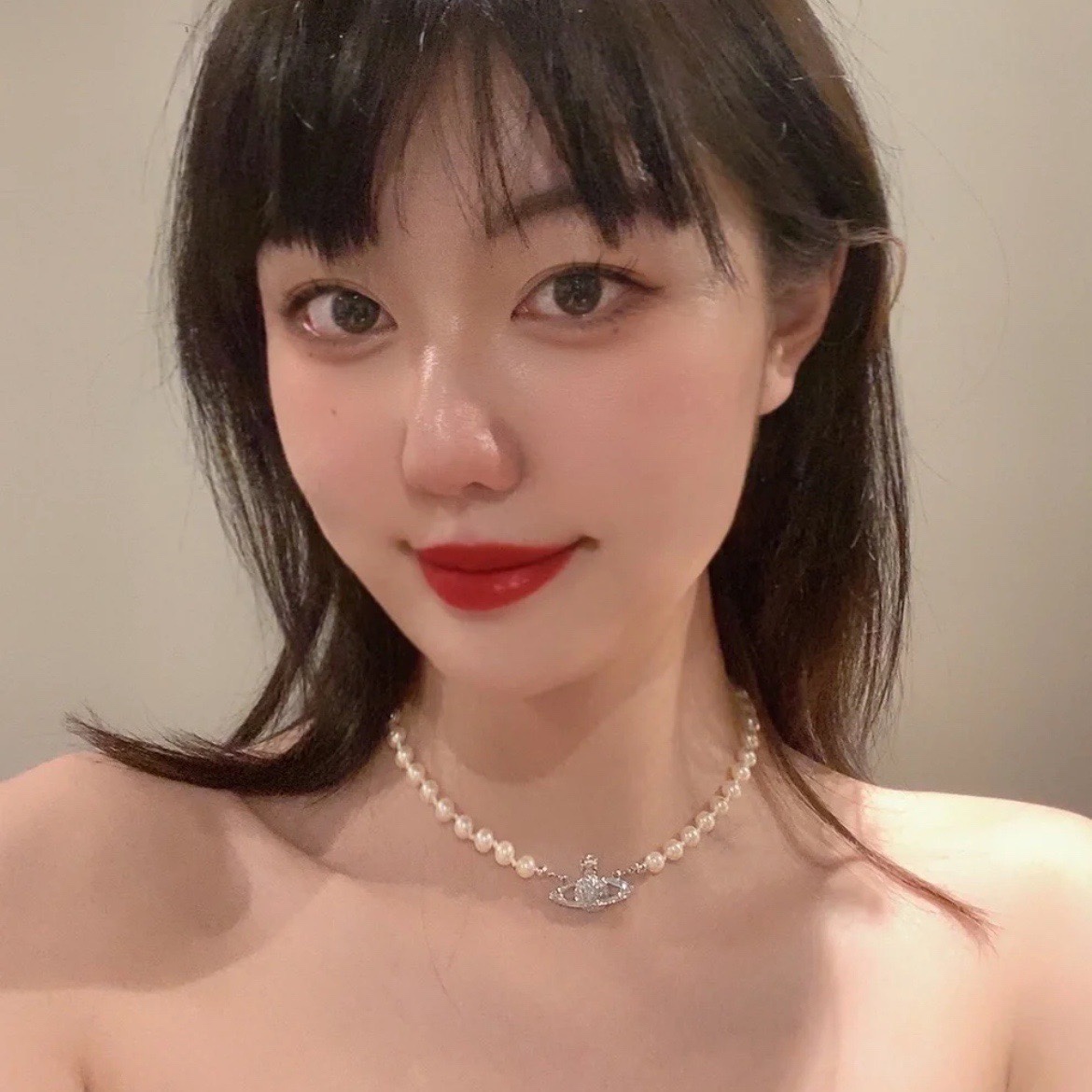 欧阳娜娜同款西太后vivienne薇薇安土星珍珠项链朋克风大气锁骨链 三坑日记