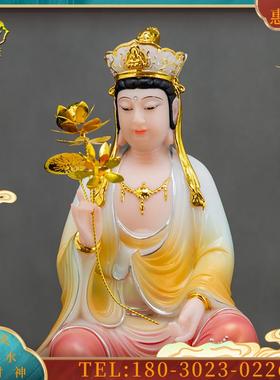 12/16/19/26寸汉白玉彩绘文殊普贤菩萨佛像神像人物摆件