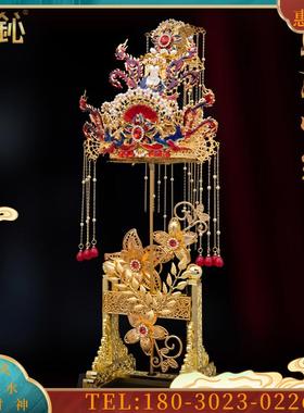 霞帔黑妈妈泰山奶奶王母娘娘头饰佛像神像用品兰双凤帽冠