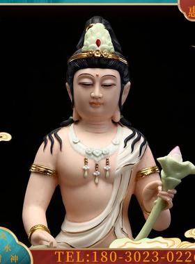 德化瓷文殊普萨佛像供奉家用陶瓷文殊普贤佛像菩萨像摆件【议价】