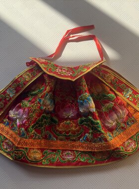 高档刺绣观音佛像凸莲花披风斗篷台版佛衣服竹衣佛袍荷花神衣红黄