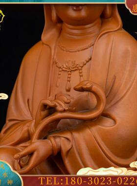 观音神像香樟木雕如意观音佛堂供奉观音菩萨佛像摆件