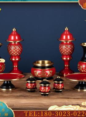 铜圣水杯佛前供具招财进宝素面家用净水杯礼佛用品摆件