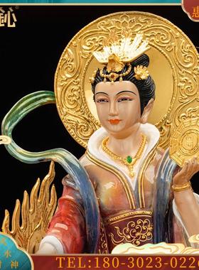 铜九天玄女站像凤凰无极元君圣母娘娘办公室玄关供奉摆件