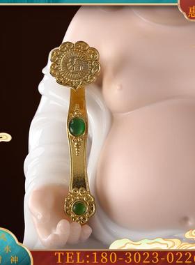 汉白玉石雕笑佛像大肚弥勒佛像家用供佛招财摆件【议价】