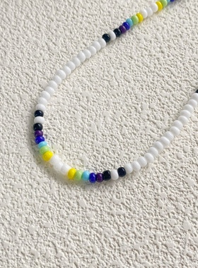 手工项链串珠明星同款圆珠链情侣