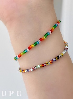 夏日叠戴情侣弹力串珠手链PUPU